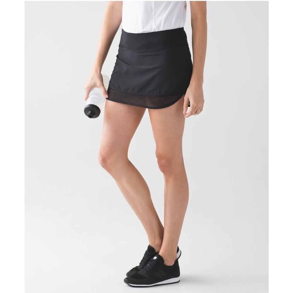 Lululemon Hotty Hot Skirt Womens 6 Black Athletic Sporty Mini Active Run Tennis